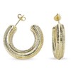 14K Gold Plated Chunky Open Hoop Earrings, Trendy Lightweight, Large,