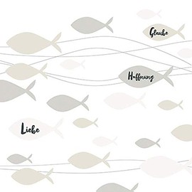 Ambiente Serviette Lunch Communion Fishes Cream Communion Confirmation Cream 33 x 33 cm Pack of 20