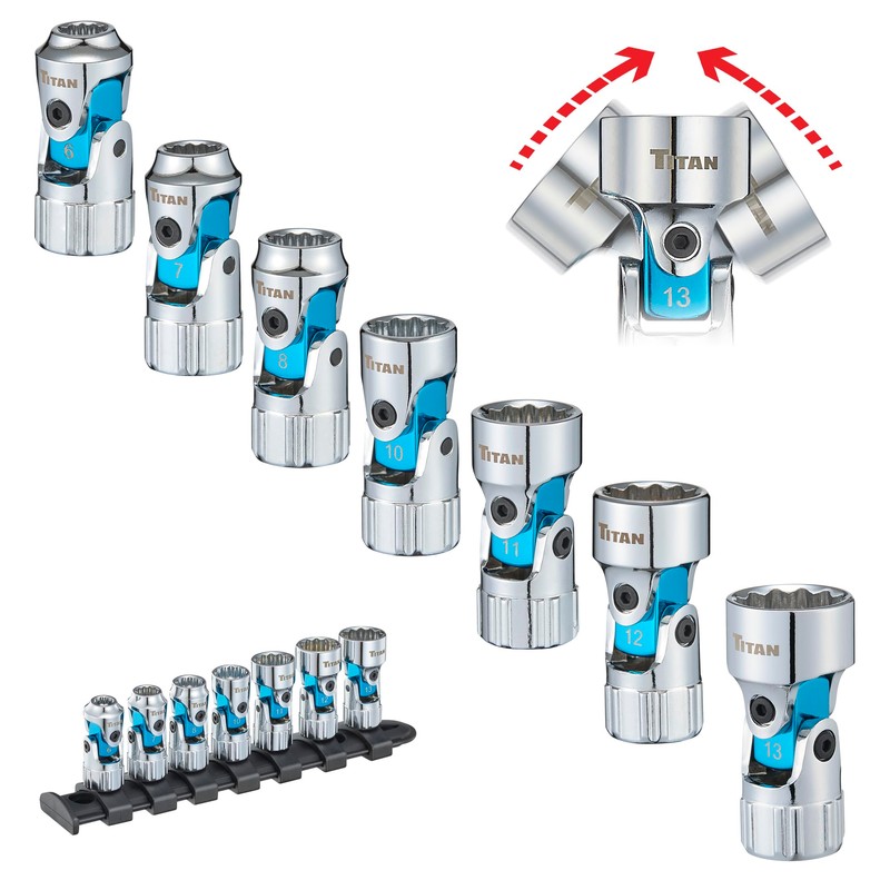Titan 66840 7-Piece 1/4-Inch Drive Metric Auto Flex Universal Socket