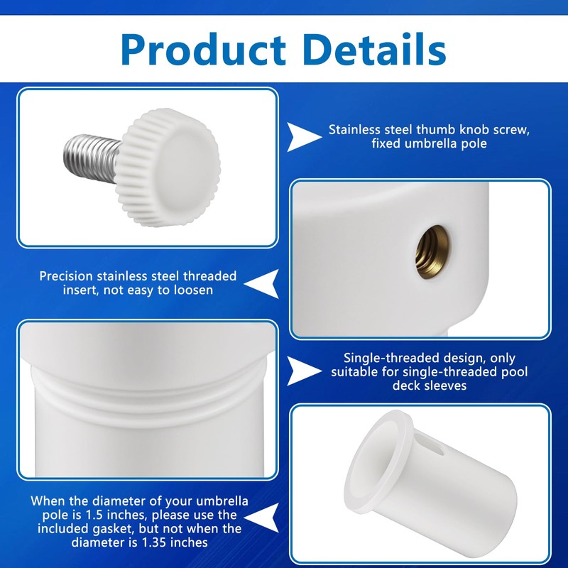FANOVO Pool Umbrella Sleeve Stabilizer-Fits 1.5" & 1.35" Umbrella Poles,