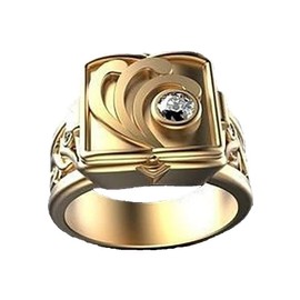 Ganquya Men's Hip Hop Cubic Zirconia Ring,Mini Secret Compartment Storage Box Flip Coffin Ring Cuban style Iced Out Jewelry Party Punk Ring (US size 9)