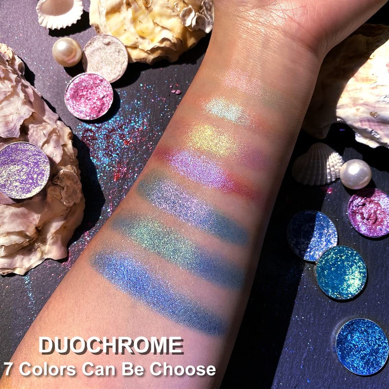 Afflano Multichrome Glitter Blue Eyeshadow, Single Glitter Metallic Shimmering Chameleon