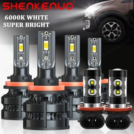 SHENKENUO For Buick Verano 2012-2017 Combo 6x LED Headlight High/Low + Fog Lights Bulbs