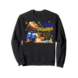 Happy Hanukkah Bearded Dragon Costume Jewish Menorah Dreidel Sweatshirt