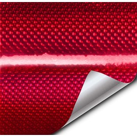 VViViD+ Holographic Chrome Weave Carbon High-Gloss Vinyl Car Wrap (5ft x 5ft, Red)