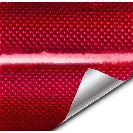 VViViD+ Holographic Chrome Weave Carbon High-Gloss Vinyl Car Wrap (5ft x 5ft, Red)