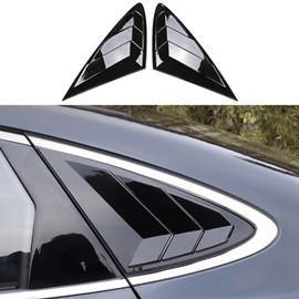 Rifoda for New Sonata Window Louvers Air Vent Scoop Shades Cover Blinds Fit for Hyundai Sonata 2020 2021 2022 2023 2024 Rear Side Window Louvers Decoration Trims ABS Material 2PCS (Bright Black)