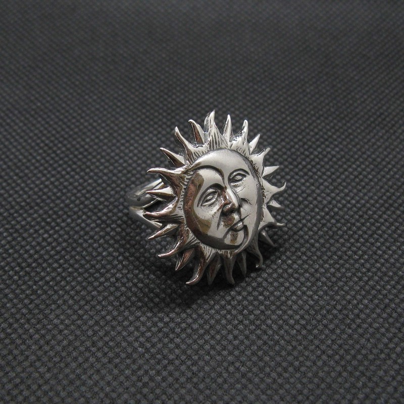 Genuine Sterling Silver Ring Sun And Moon Solid Hallmarked 925