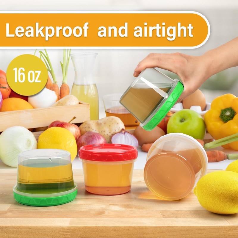 EONJOE 16 oz Plastic Freezer Containers with Lids 2 Cup