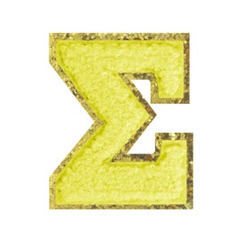Sigma Iron on Greek Letter Patches Glitter Gold Yellow Chenille Greek Letters Sorority Gifts Greek Letter Patches for Clothing Hats Shirts Repairing Jeans Bags Craft