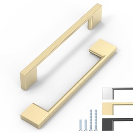 ELEBUILD 6 Pack 160mm Chrome Cabinet Handles Modern Slim Kitchen Handles