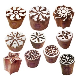 Royal Kraft Paper Print Stamps Intricate Small Round Pattern Wood Blocks (Set of 10)