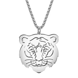 DALANE Stainless Steel Cute Leopard Tiger Necklace 18K Gold-Plated Pendant Cheetah Jewellery Novelty Gifts for Women Girls Charms, Stainless Steel, No Gemstone