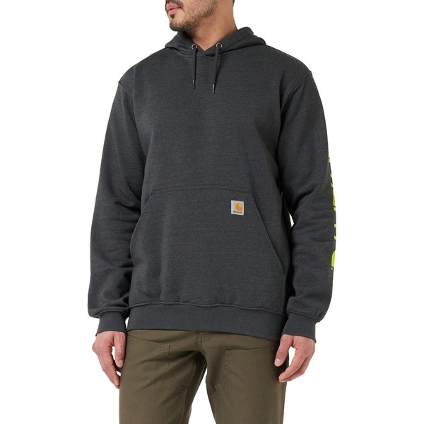 Carhartt Men's Loose Fit Midweight Logo Sleeve Graphic Sweatshirt, Carbon Heather, Large