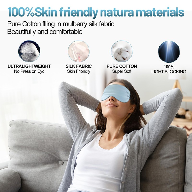 Sleep Mask, Silk Eye Mask for Sleeping with Adjustable Strap,