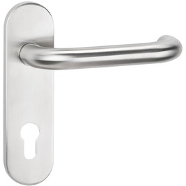 Fire Protection Short Plate Handle Set Door Fitting FS - Alpha 1801 | Door Handle Set - Profile Cylinder | Brushed Stainless Steel | Fire Protection DIN 18273 | 1 Set - Band Protection Fittings PZ 72