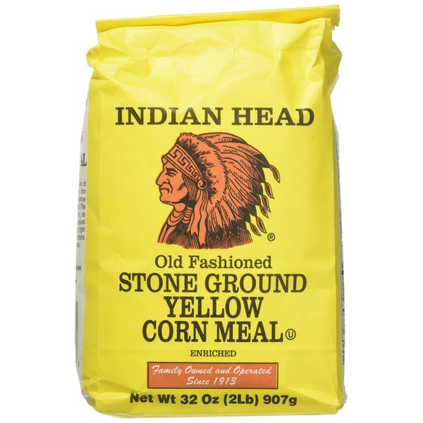 Indian Head Old Fashioned Stone Ground Yellow Corn Meal 2 lb, 2 Pack