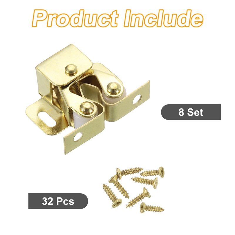sourcing map 8Pcs Cabinet Latch Double Roller Catch, Lock Stop