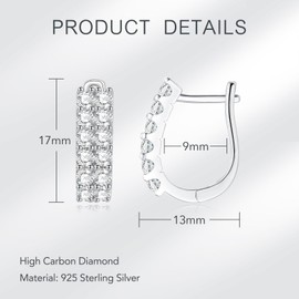 High Carbon Diamond Earrings Drop, Dangle Hoop Earrings with Pendant Charm Silver 925 Ladies Simulated Diamond Hypoallergenic Dangly Earrings Gift for Women Girlfriend (White Gold)