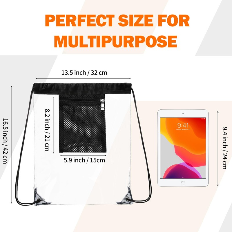 NATURAL STYLE 2 Pieces Clear Drawstring Bag for Stadium Concert