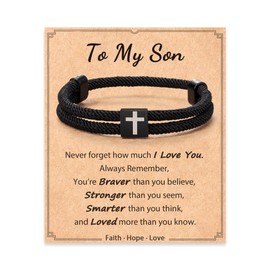 Lanqueen Gifs for Son Gifts from Mom Dad to My Son Bracelet Cross Bracelet