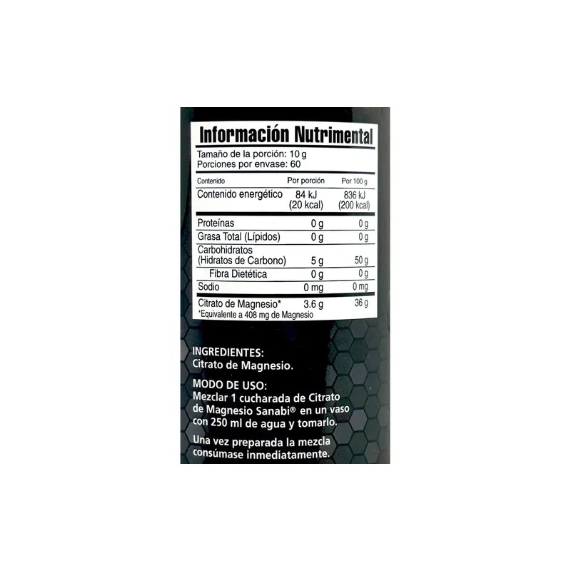 Citrato Magnesio 600 Sabor Natural Sanabi