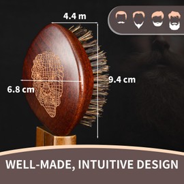 BESTOOL Hair Brush, Beard Brush with Boar Bristles, Medium to Thick Beard Thickness, Beech Wood, Boar Bristles Brush for Daily Beard Care, Beard Brush for Men Travel