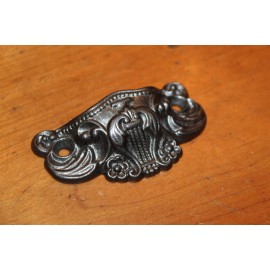Antique Victorian Cast Iron Detailed Bin Apothecary Cupboard Drawer Pull L-15