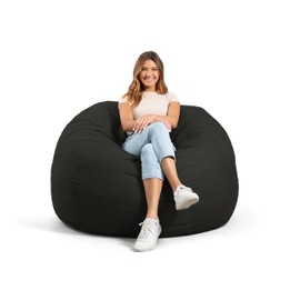 Big Joe Big Joe Fuf Large Foam Filled Bean Bag Chair with Removable Cover, Black Lenox, Durable Woven Polyester, 4 feet Big