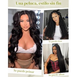Peluca de cabello humano ondulado de 26 pulgadas, pelucas de encaje frontal de 13 x 6 pulgadas, pelucas de cabello humano prearrancadas de densidad 20