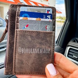 Longhorn Thunderbird BROWN Leather Cowhide keychain Wallet - credit cards money cash:_THUNDERBIRD - TURQUOISE