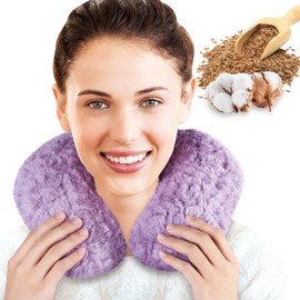 REVIX Microwavable Heating Pad, Heated Pillow with Flaxseed, Moist Heat Wrap for Shoulder, Microwave Neck Warmer, Purple