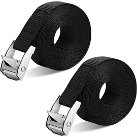 OneNine Lashing Straps 5 m, Pack of 2 Black Lashing Straps with Clamping Lock, 25 mm x 5 m Lashing Strap Fastening Straps for Roof Racks, SUP, Kayak, Luggage, Motorcycle, Trailer