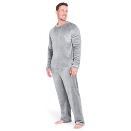 CityComfort Mens Pyjamas Set Super Soft Fleece 2 Piece Set Loungewear Nightwear Gifts for Men (Light Grey, 2XL)