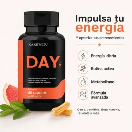 Quemador Grasa Day Carnitina Cla Guaraná Verde Magnesio Zinc Jengibre Toronja Beta Alanina Energía Diaria Apoyo Metabólico Entrenamiento Kakeweeu