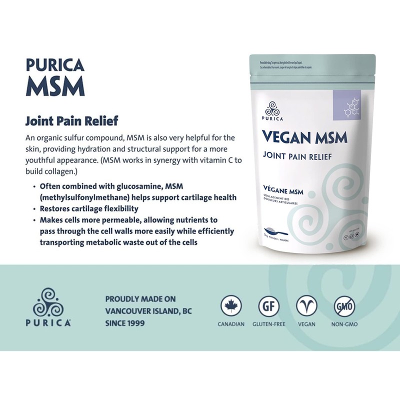 PURICA - MSM Methylsulfonylmethane, 1kg Powder - Helps to Relieve