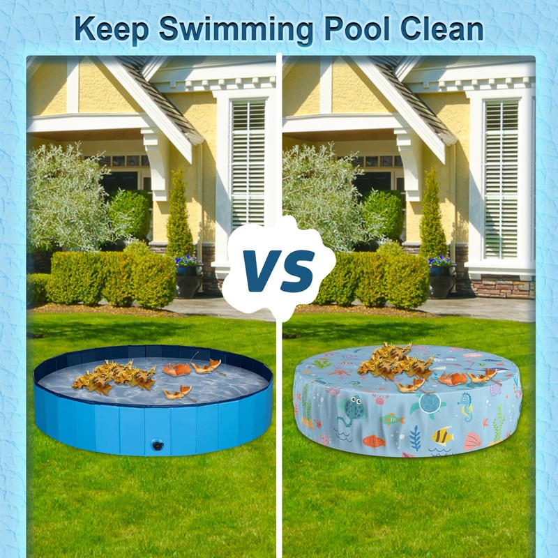 Docuwee Round Pool Cover 71", Foldable Kiddie Solar Cover Fit