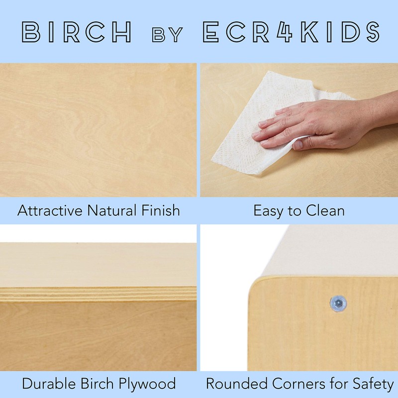 ECR4KIDS 2 Shelf Storage Birch Cabinet with Open Back, Natural