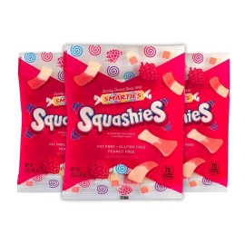 Smarties Squashies Foam Gummi Candy - 3 Bags - 5 oz. -Raspberry and Cream Flavor