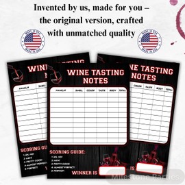 USA Made - Premium Wine Tasting Scorecards – Heavy Cardstock with Luxury Feel and Quality – Perfect for Blind Tastings, Tasting Clubs and Party Themes       Title Generator