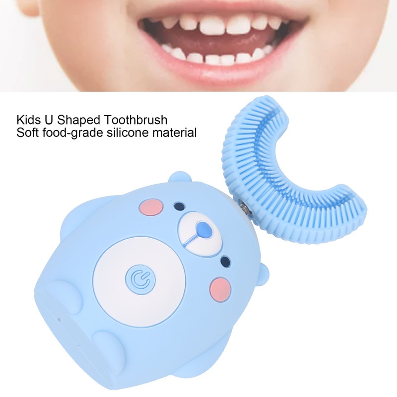 Cute Cartoon Bear Pattern U Shaped Automatic Toothbrush Electric Children
