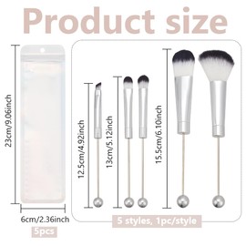 FREEBLOSS 5Pcs Beadable Make Up Brushes Set Professional Makeup Brushes Makeup Brishes Set for Women Makeup Brushes with 5Pcs Self Sealing Bag