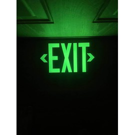 (4 Pack) Photoluminescent Exit Sign Black - Aluminum -14 x 7.5 x 0.04 Sign,With Removable Directional Arrows, With Strong Self Adhesive Tape.