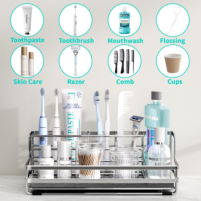 HapiRm Toothbrush Holders for Bathroom - 5 Partitions Bathroom Counter