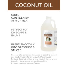 velona Coconut Oil 92 Degree 1 Gallon / 128 Fl Oz | 100% Pure and Natural Carrier Oil | in jar | Refined, Cold pressed | Skin, Face, Body, Hair Care | Use Today - Enjoy Results