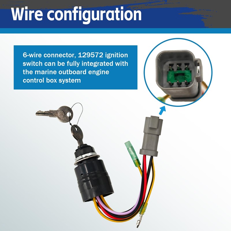 129572 Ignition Switch with 2 Key Compatible with Tracker Boats,