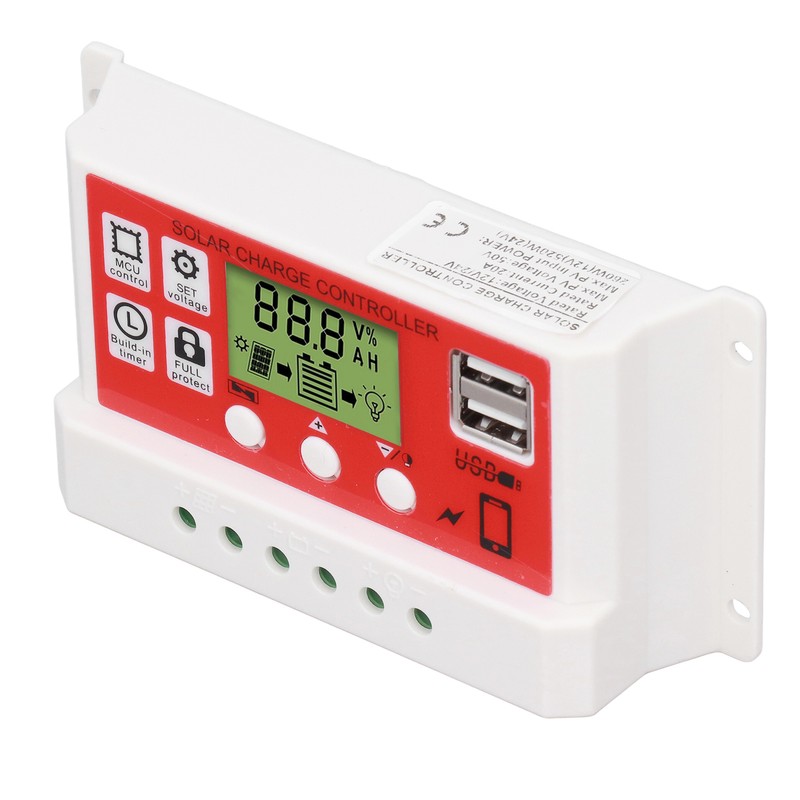 Solar Charge Controller PWM Lithium Battery Photovoltaic Charge Regulator LCD