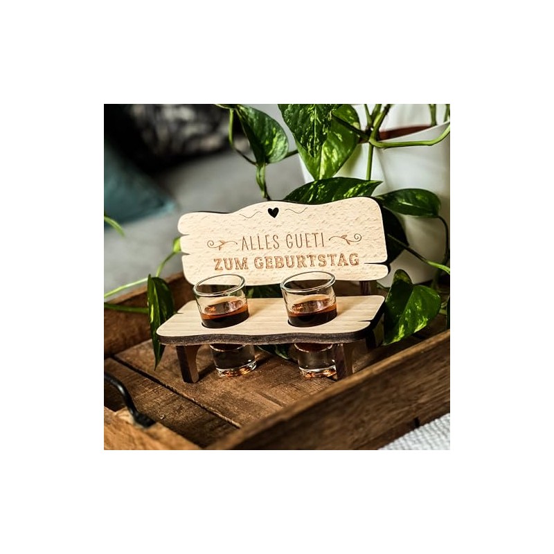 Spruchreif Shot Bench with 2 Glasses Gift for Birthday Funny