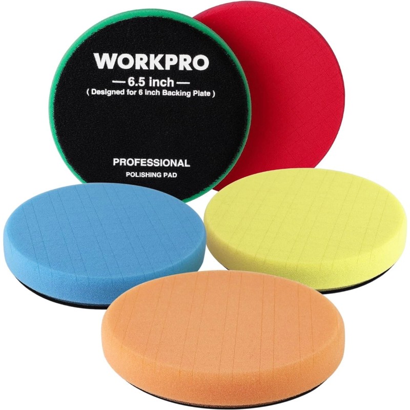 WORKPRO 5PCS 6.5-inch Polishing Pads Sponge Waxing Foam Buffing Kit