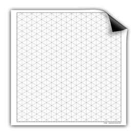 Geyer Instructional - 24" x 24" Dry Erase Magnet Isometric Grid Sheet, 1" Spacing, Magnetic Adhesive Graph with a Reusable Drawing Surface for Drafting, Geometric Sketching, and Design Projects